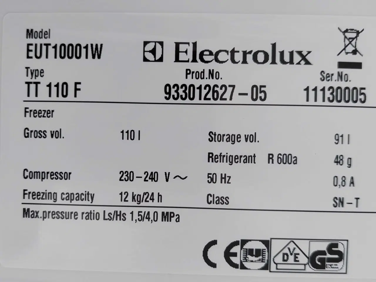 Billede 4 - Skabsfryser Electrolux - 91 liter
