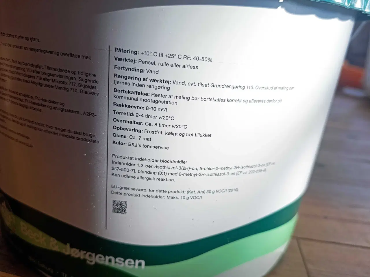 Billede 2 - Beck & Jørgensen B&J 7 Vægmaling – 10 liter ny