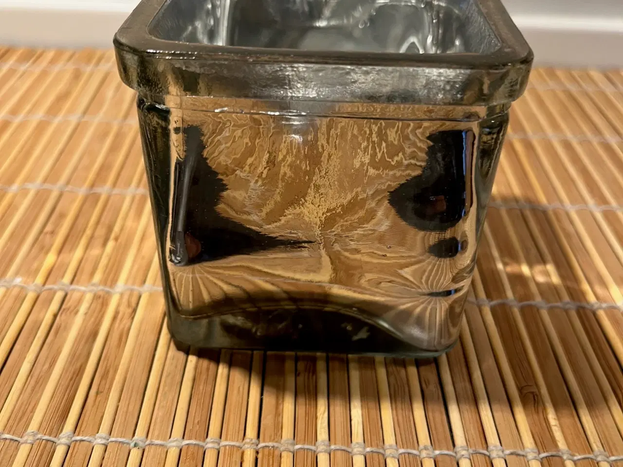 Billede 1 - Glas fyrfadsstage kubisk sølvfarvet