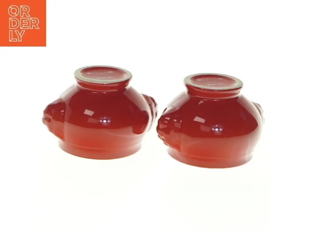 Billede 3 - Røde Keramik Tealight Lysestager fra Zone (str. 9x7x5,5 cm)