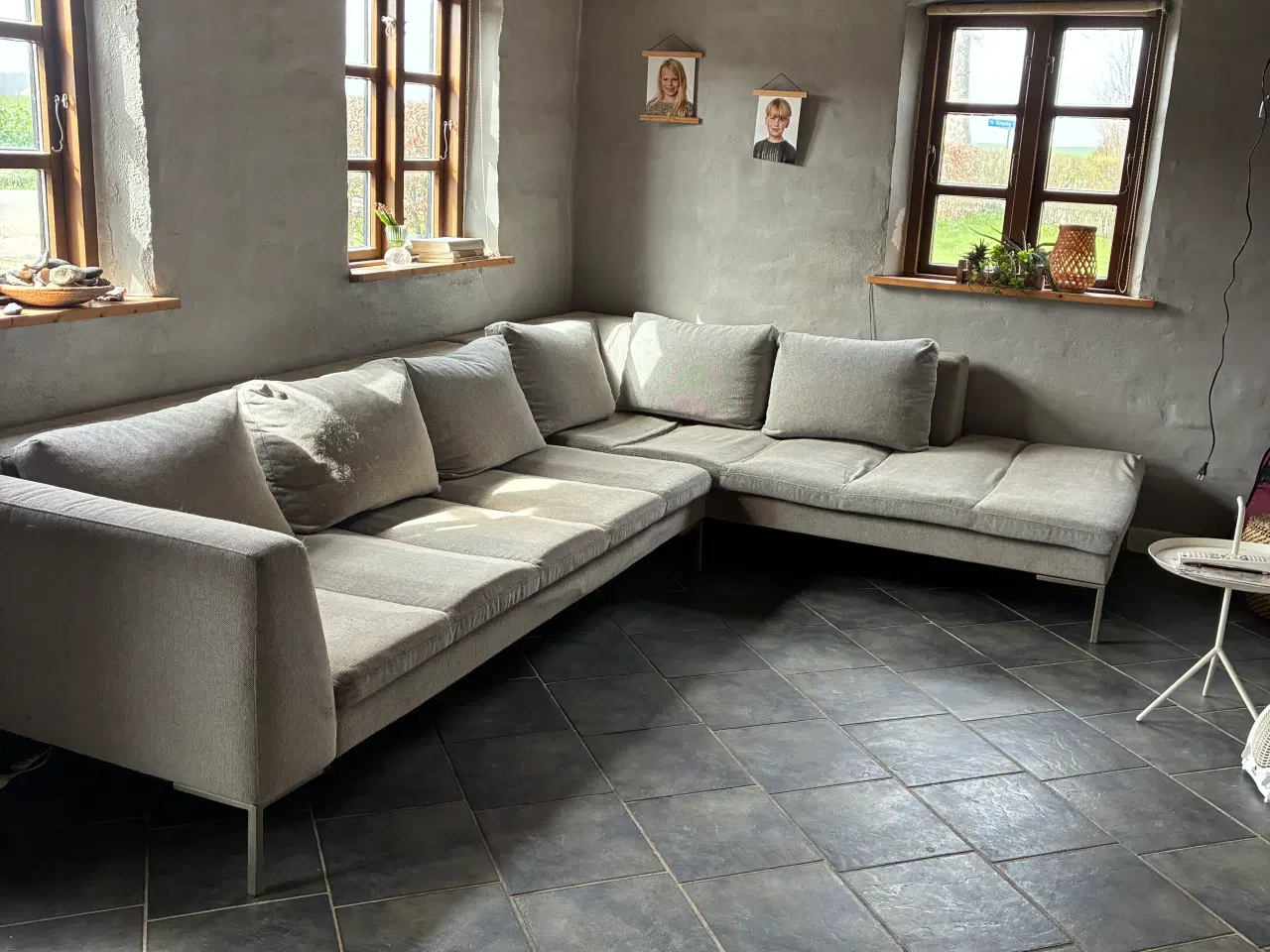 Billede 1 - Flot lysegrå hjørnesofa 