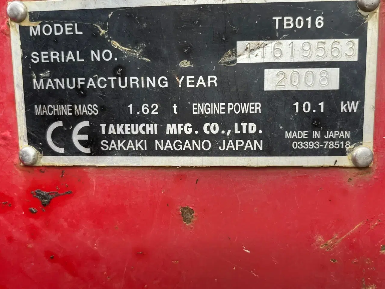 Billede 7 - Takeuchi TB016 Tilt fæste, hydraulisk skovl fæste fin stand
