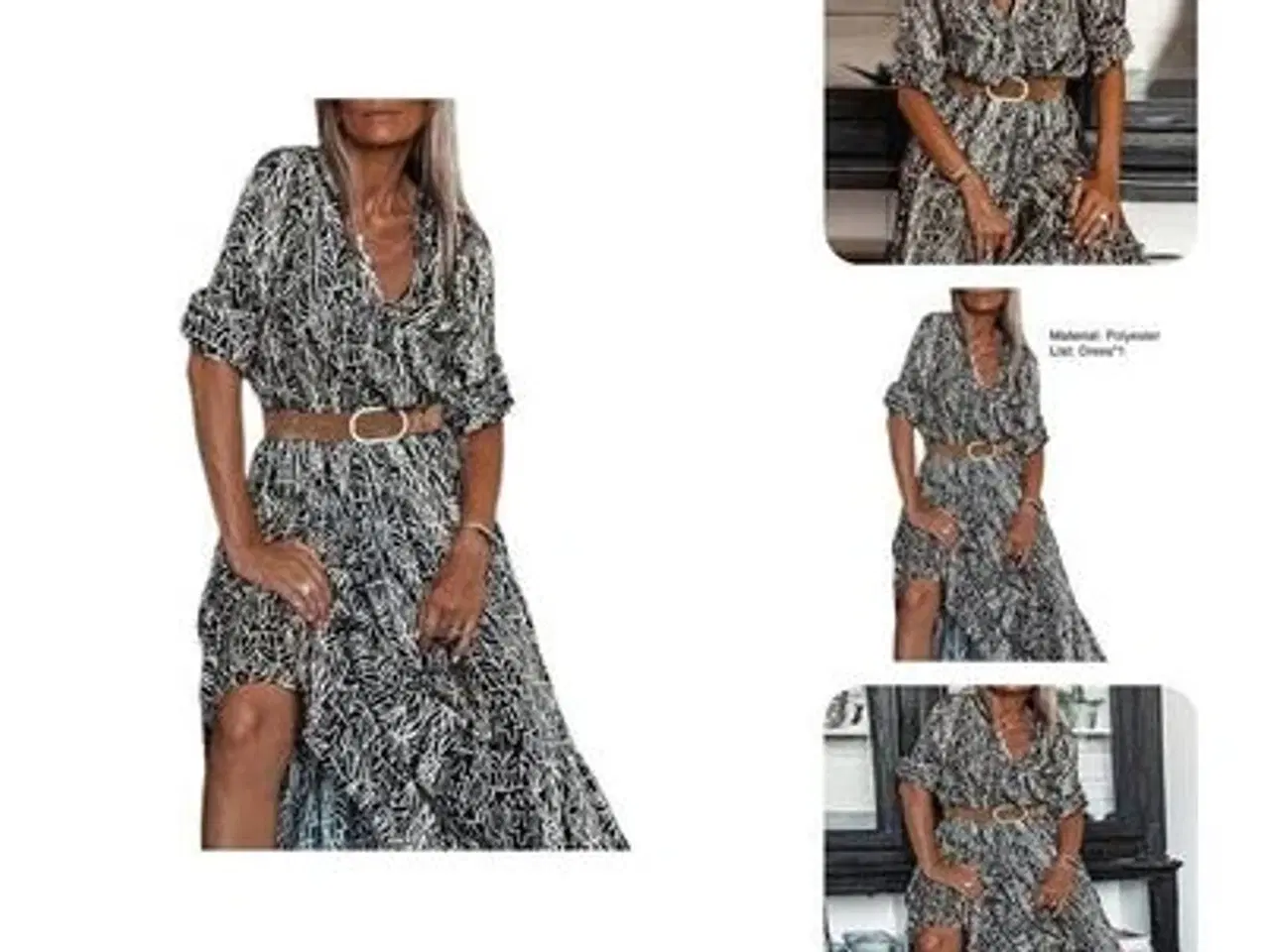 Billede 3 - BOHO Maxi kjole,incl bælte/str: XL=Large i målene