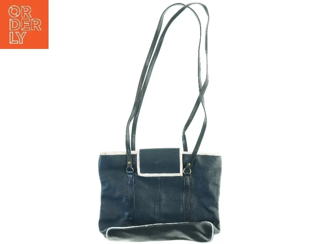 Billede 2 - Sort skuldertaske i læder fra Rossi (str. 39 x 28 cm)