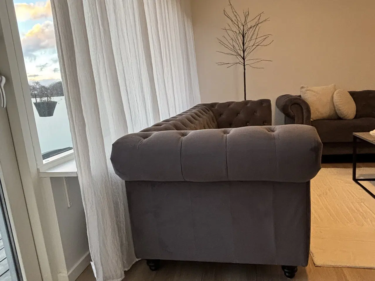 Billede 3 - Grå velour sofa 2 x 3 personer 