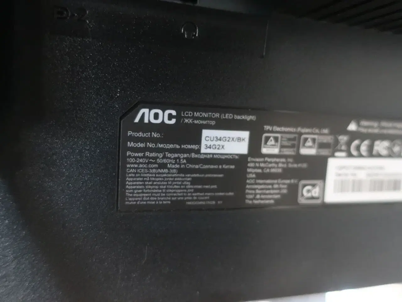 Billede 3 - Monitor AOC 34G2X, mus, tastatur, headset