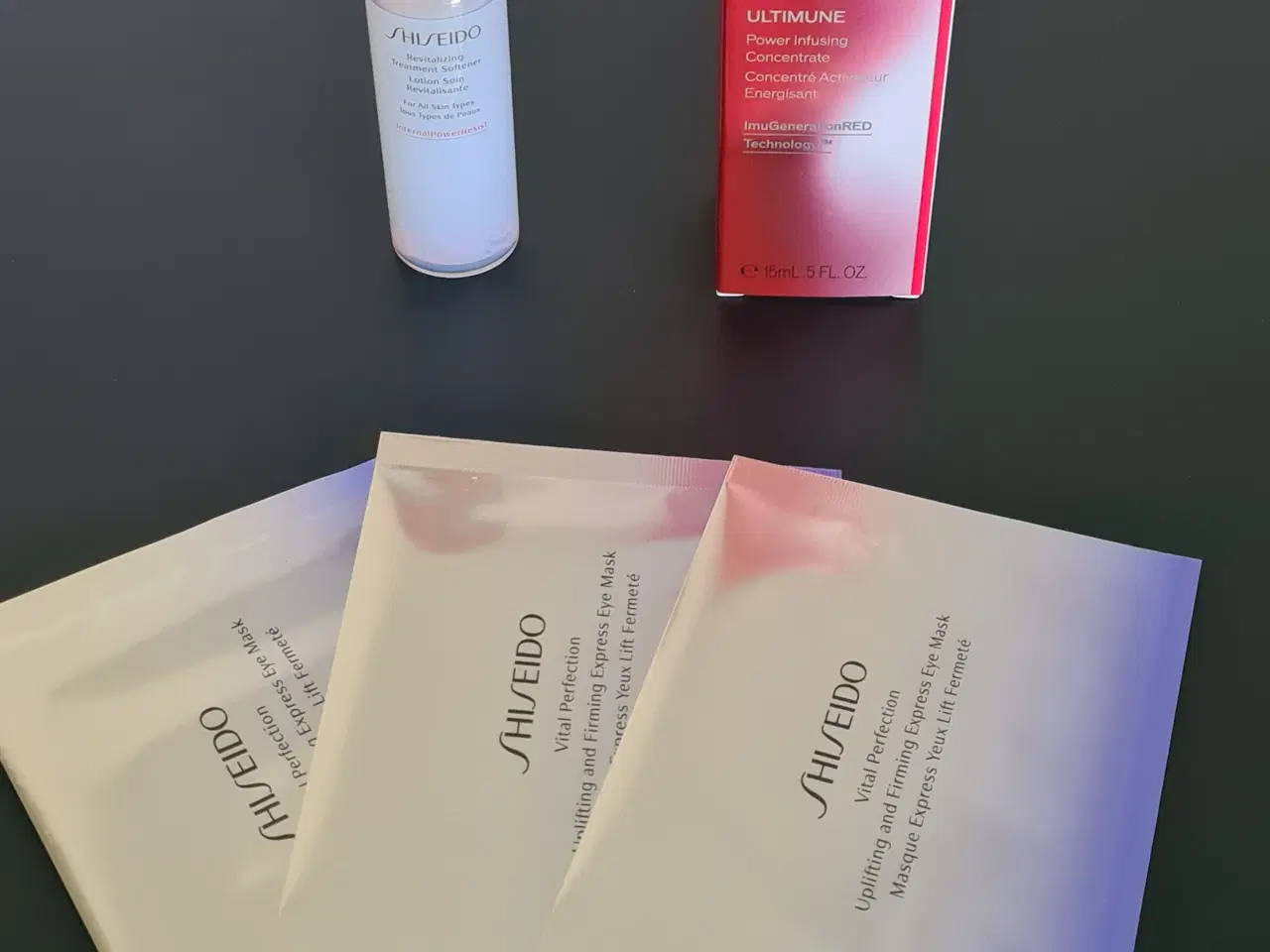 Billede 1 - Shiseido serum, softner og 3 pakker eye mask.