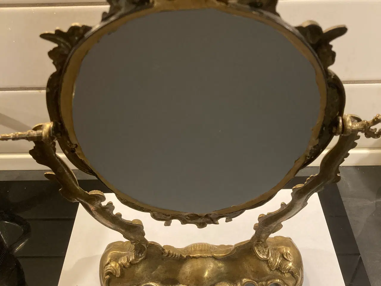 Billede 2 - Smukt antikt fransk drejeligt massingspejl 
