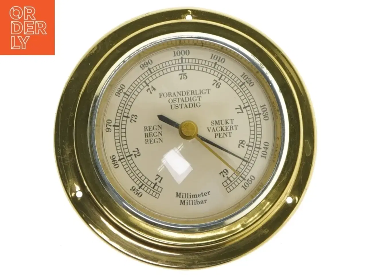 Billede 4 - Maritimt ur og barometer sæt i messing (str. Ø. 14 cm. 2 styk)