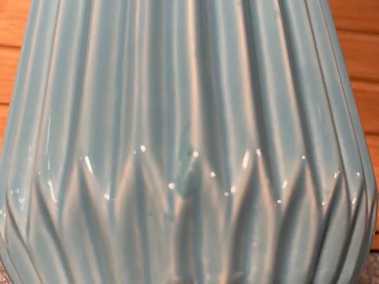 Billede 8 - Stor vintage vase – Turkis kanneleret porcelæn