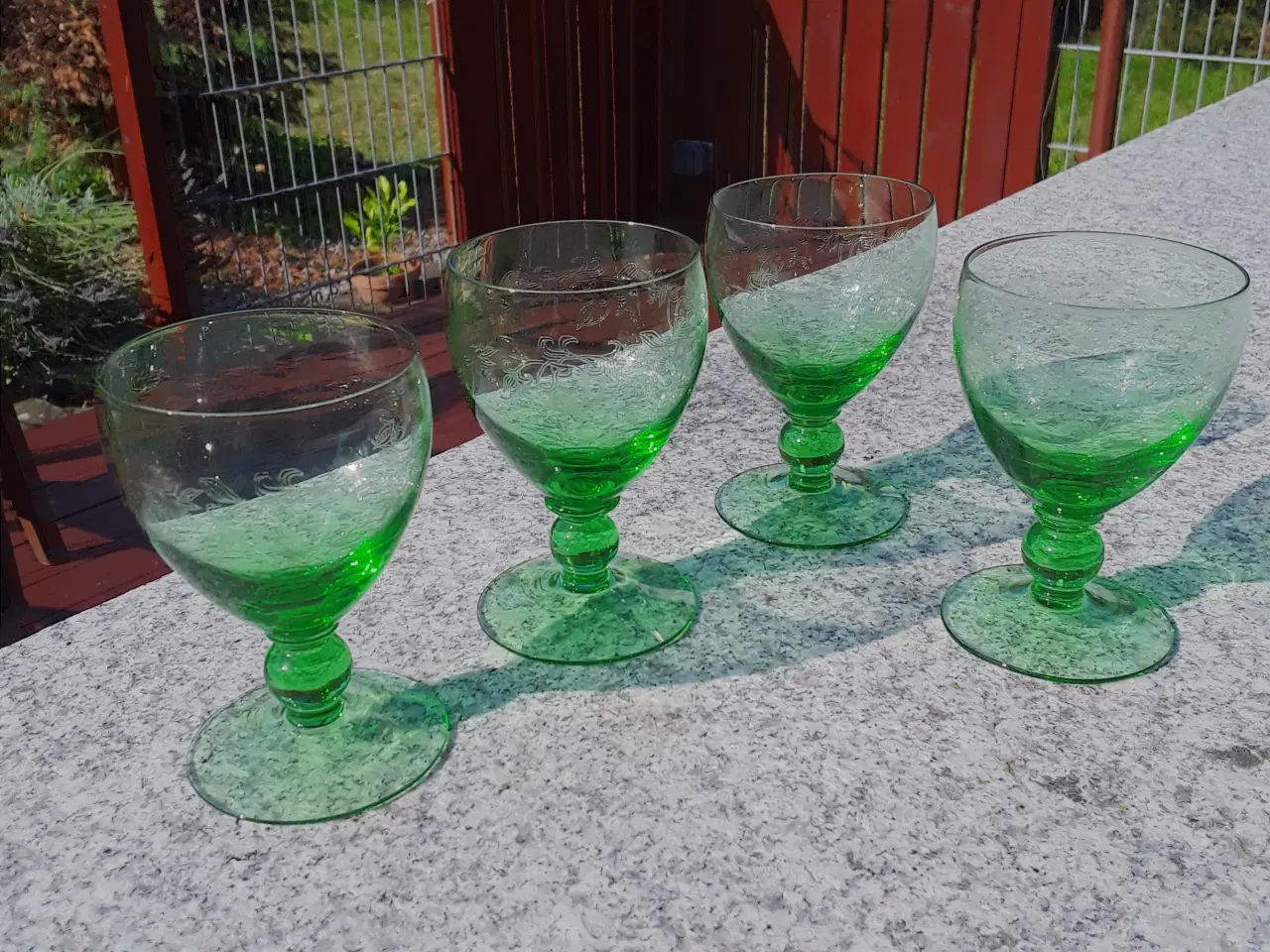 Billede 3 - 4 Grønne "Gerda"  hvidvinsglas
