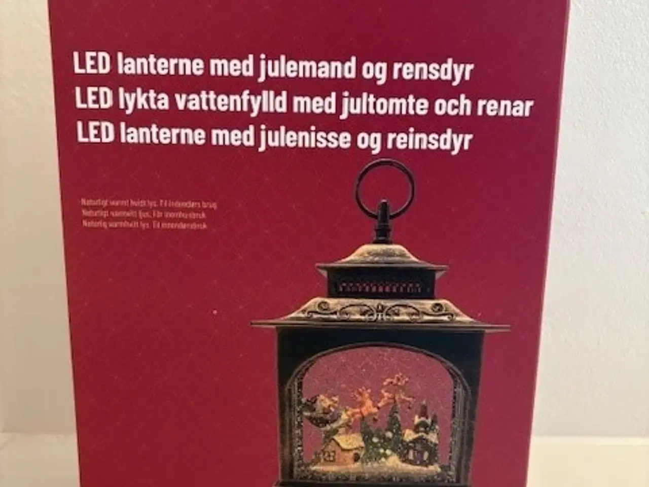 Billede 2 - Lanterne med julemand og rensdyr med vand og sne o