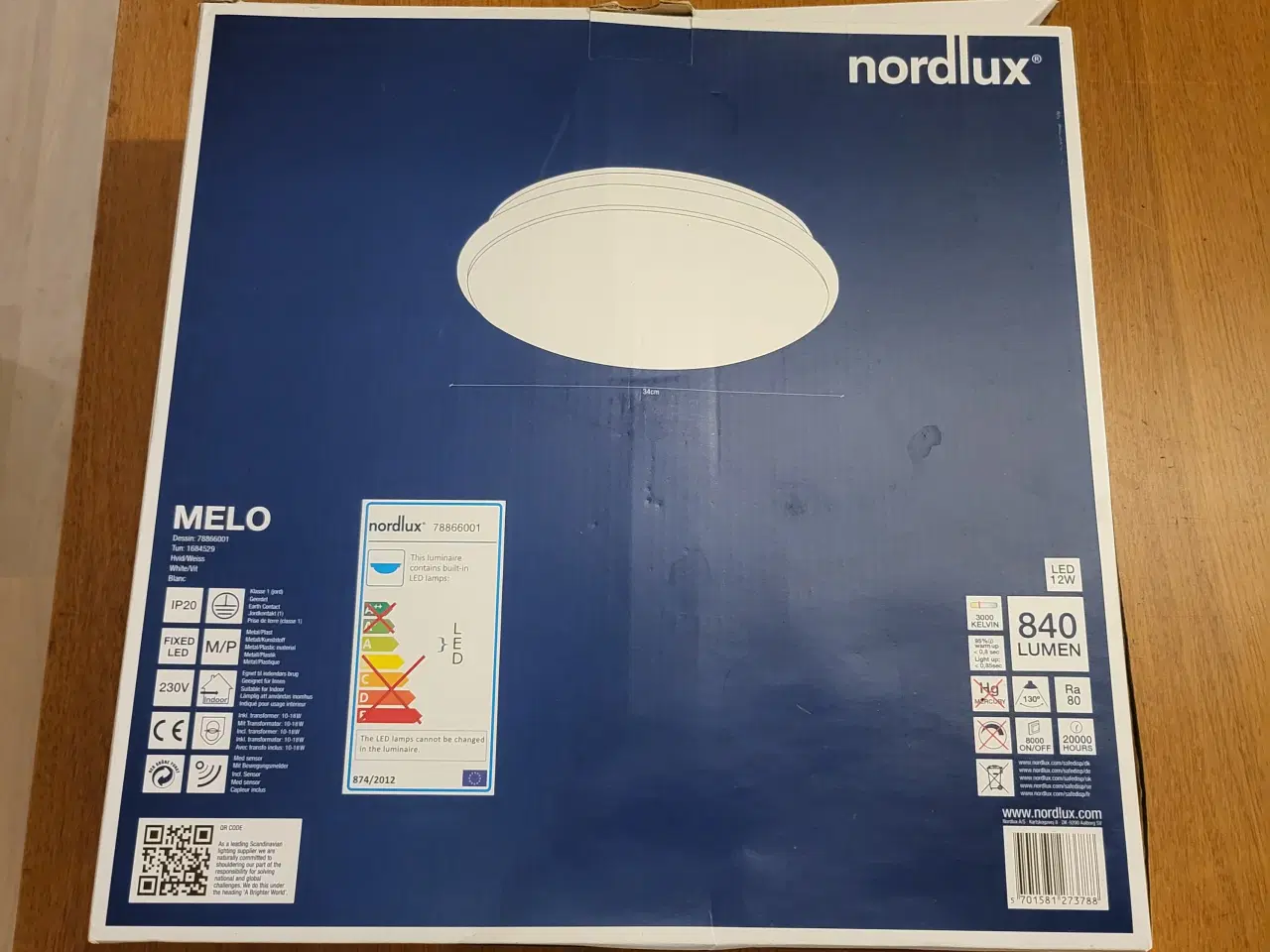 Billede 2 - Nordlux MELO 34 Loft LED Sensor, Hvid +