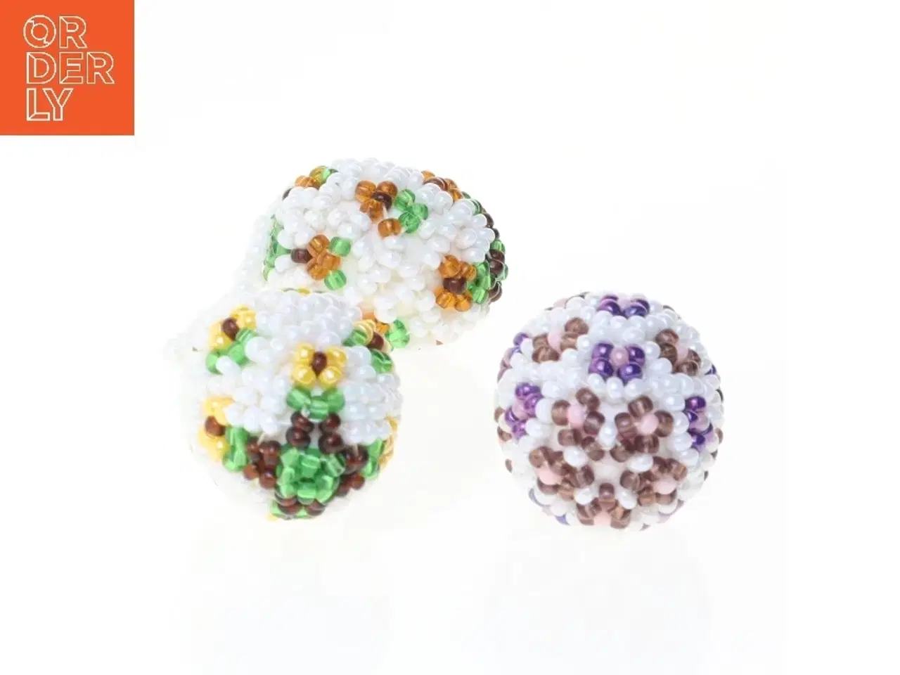 Billede 2 - Håndlavede perleæg pynt (str. 3 stk 3 cm)