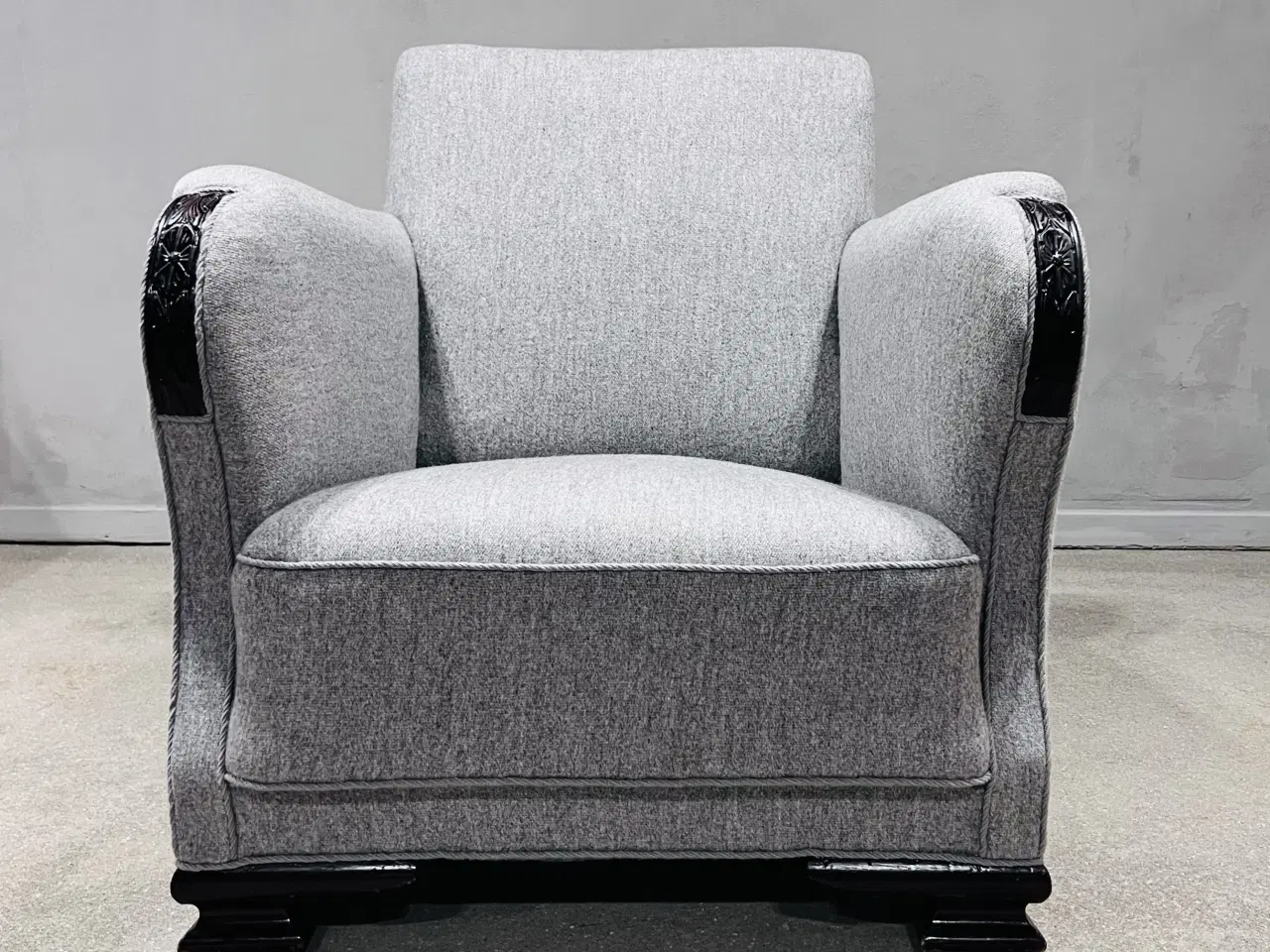 Billede 2 - Art Deco-lænestol, 1930', nyrestaureret, lys grå