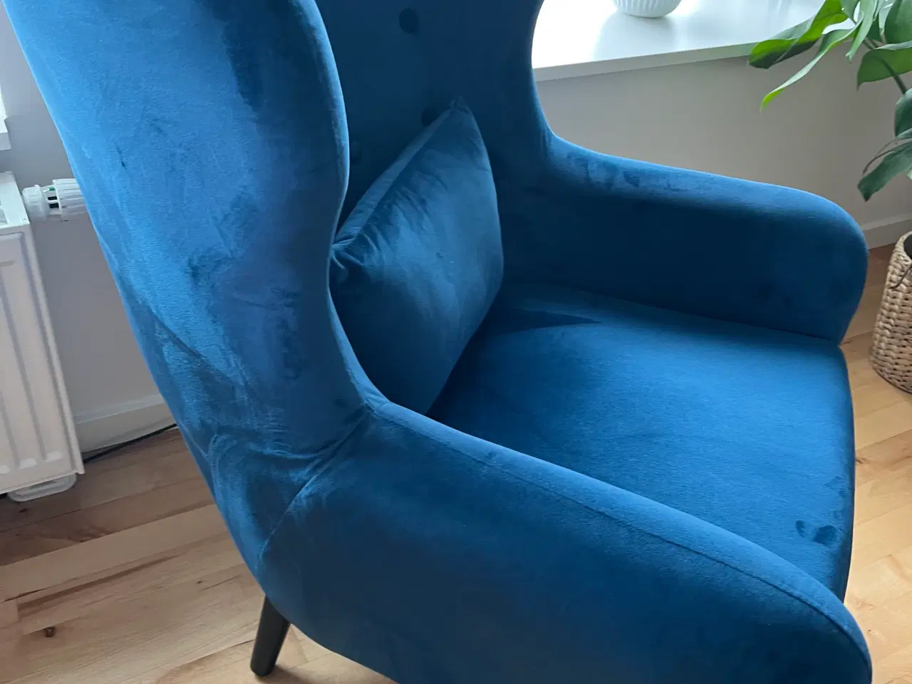 Billede 1 - Blå velour lænestol 