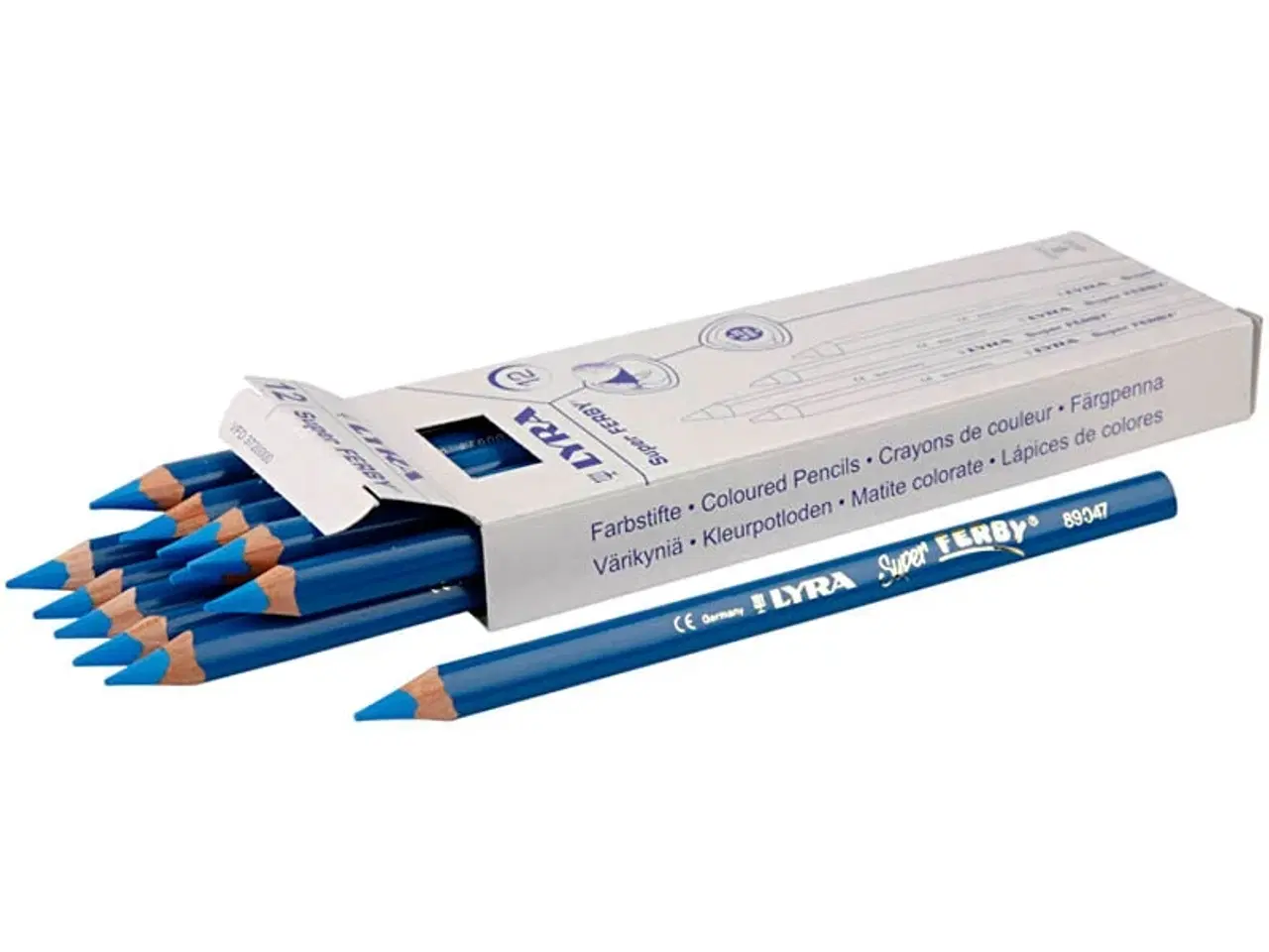 Billede 1 - Super Ferby 1 farveblyanter, L: 18 cm, mine 6,25 mm, blå, 12stk./ 1 pk.