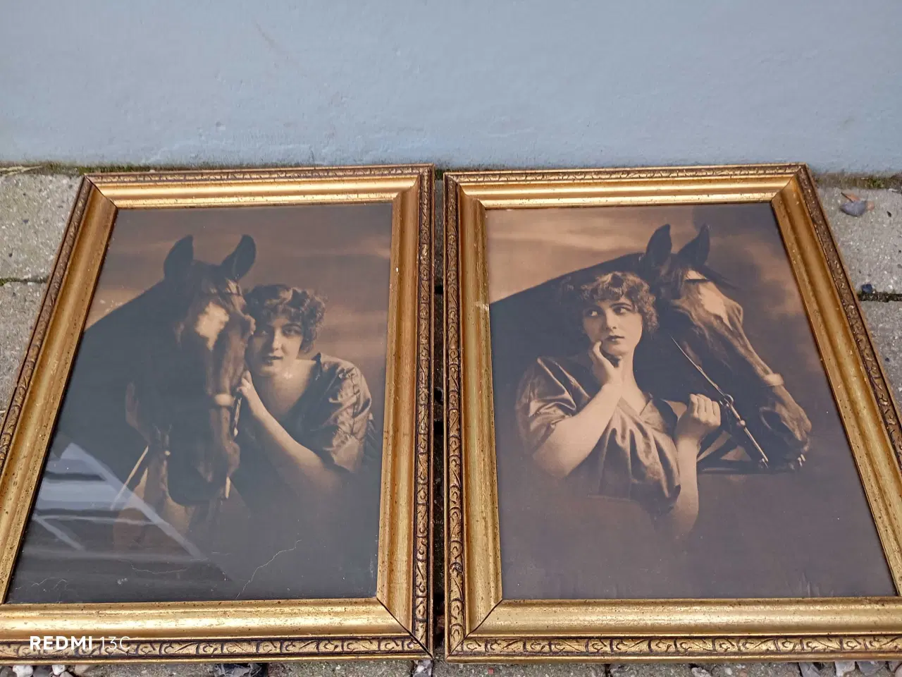 Billede 1 - Antikke gamle billeder af kvinder og heste