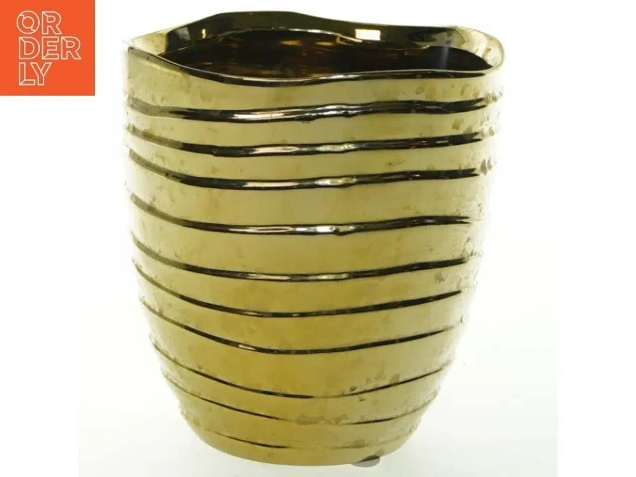 Billede 1 - Guldfarvet dekorationspotte (str. 15x10 cm)