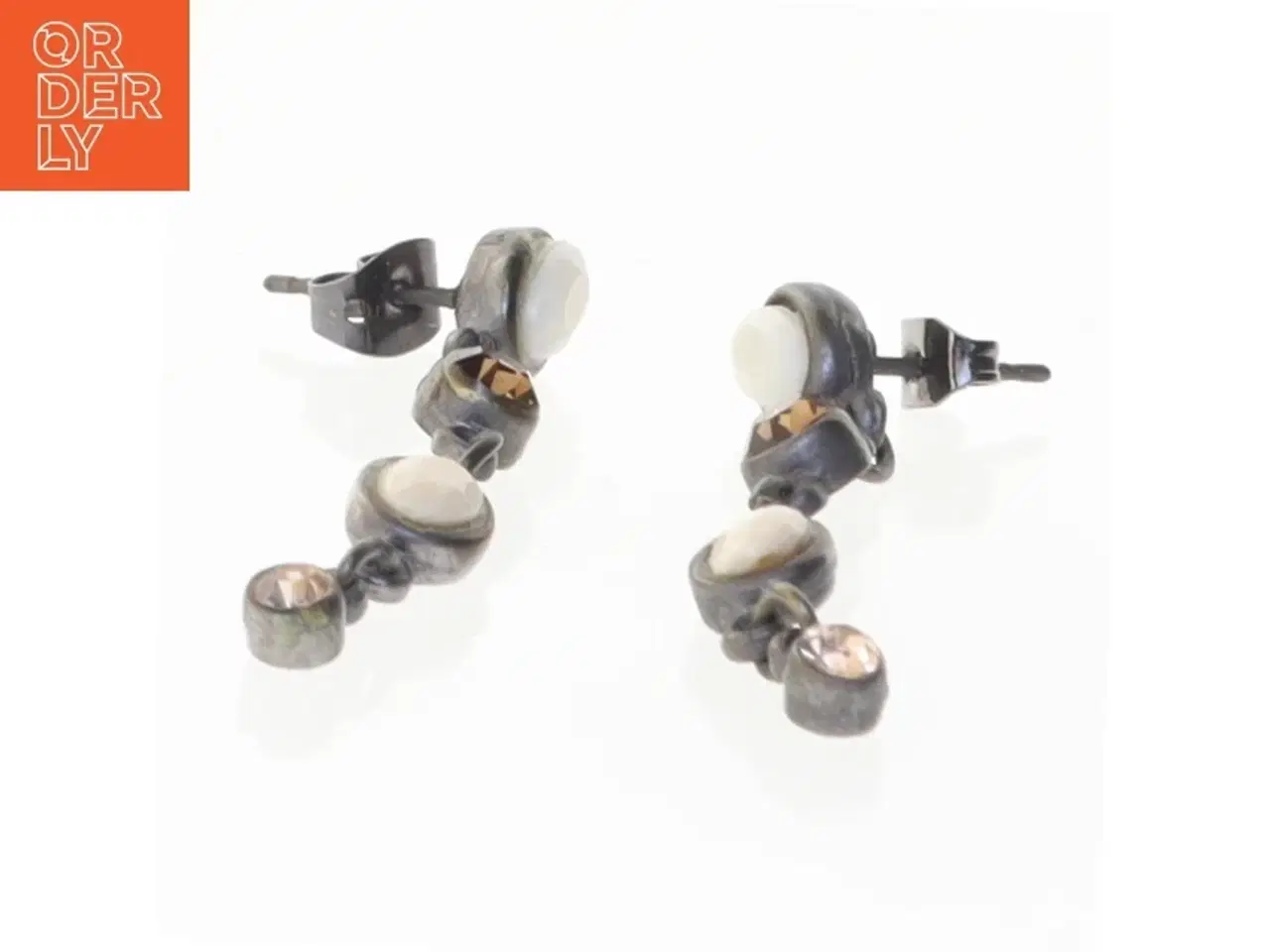 Billede 1 - Drop øreringe med sten (str. 4 cm)