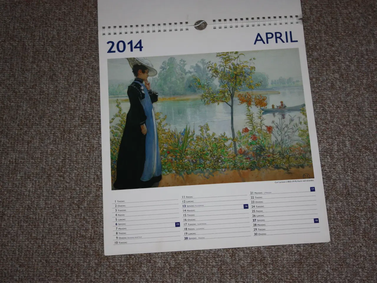 Billede 2 - Carl Larsson væg kalender 2014 med flotte billede