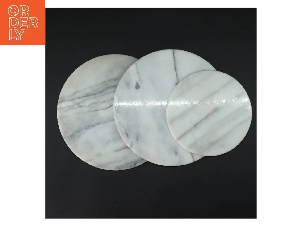 Billede 1 - Marmorplader sæt (str. 3 stk Ø 21 & 15,5 cm)