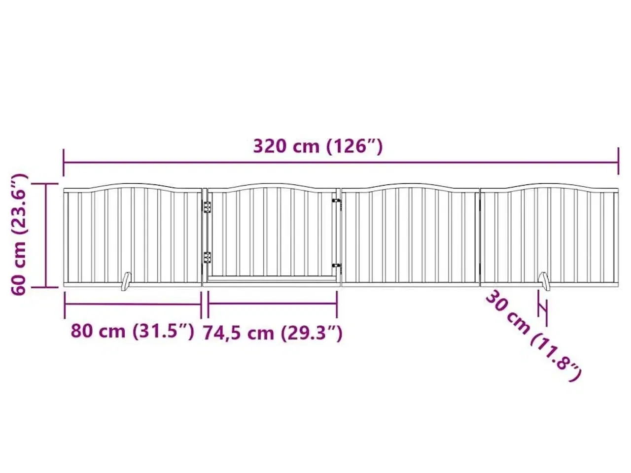 Billede 10 - Hundelåge med dør 4 paneler 320 cm poppeltræ