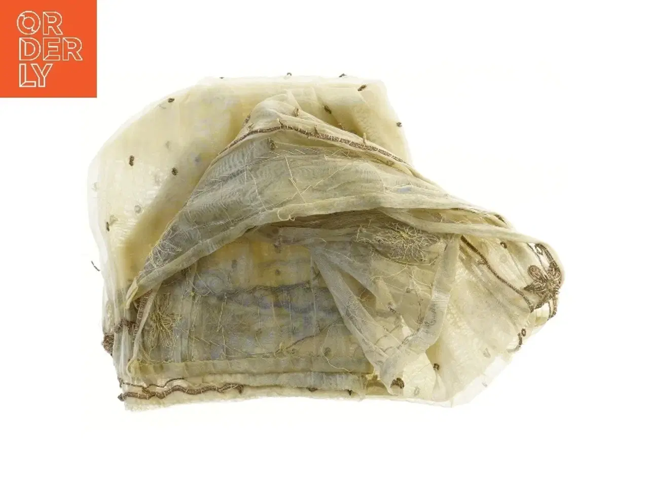 Billede 3 - Dekorativ vintage transperant dug  med broderi (str. 87x99 cm)