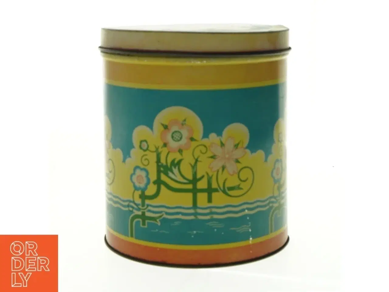 Billede 1 - Vintage kagedåse med blomstermotiv (str. Diameter, 19 cm h 21,5 cm)
