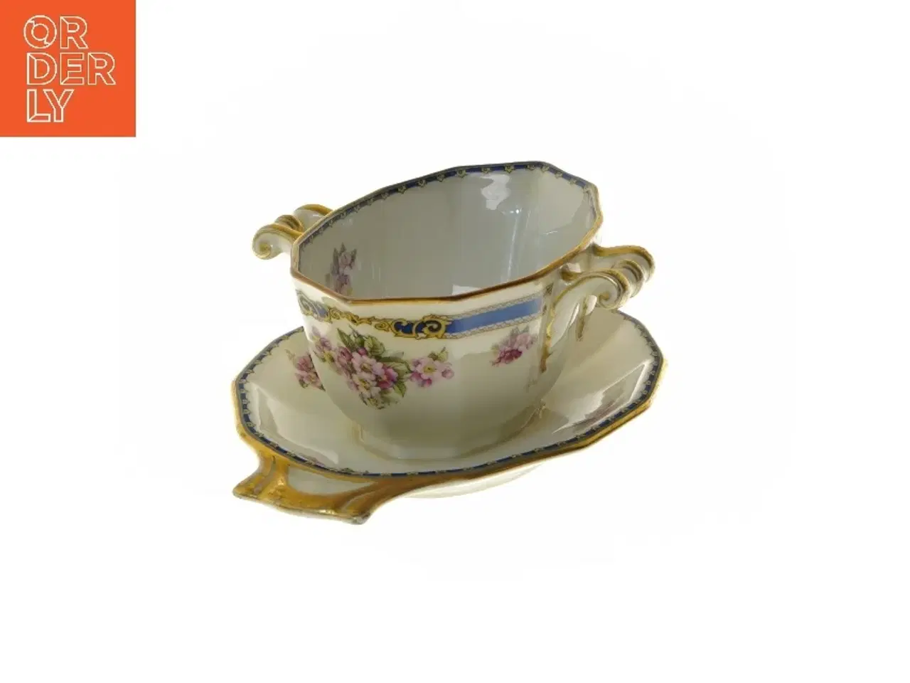 Billede 1 - Smuk sauceskål med underskål, Schlaggenwald(str. Ø 26x Ø 15x8 cm)