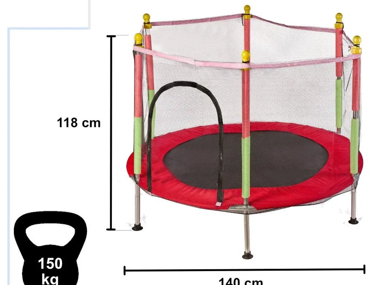 Billede 4 - Havetrampolin til børn 140 cm – rød med sikkerhedsnet