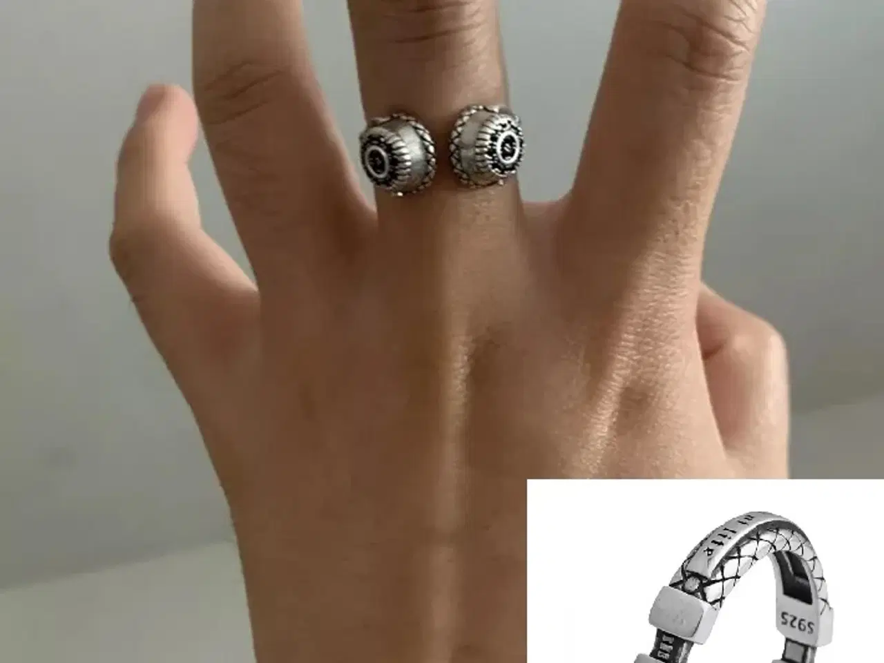 Billede 1 - * Sterlingsølv; Sjov fingerring - formet som høret