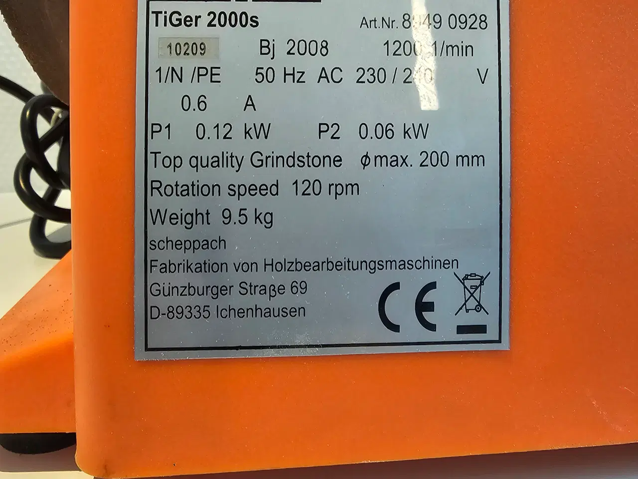 Billede 4 - Vådsliber - Scheppach Tiger 2000S.