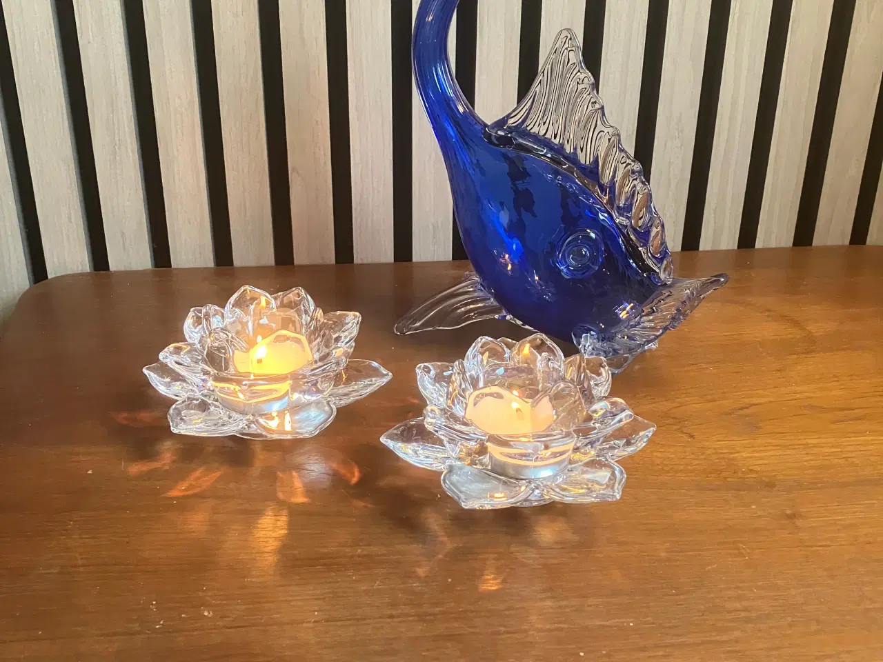 Billede 1 - Lotus lysestager i krystalglas