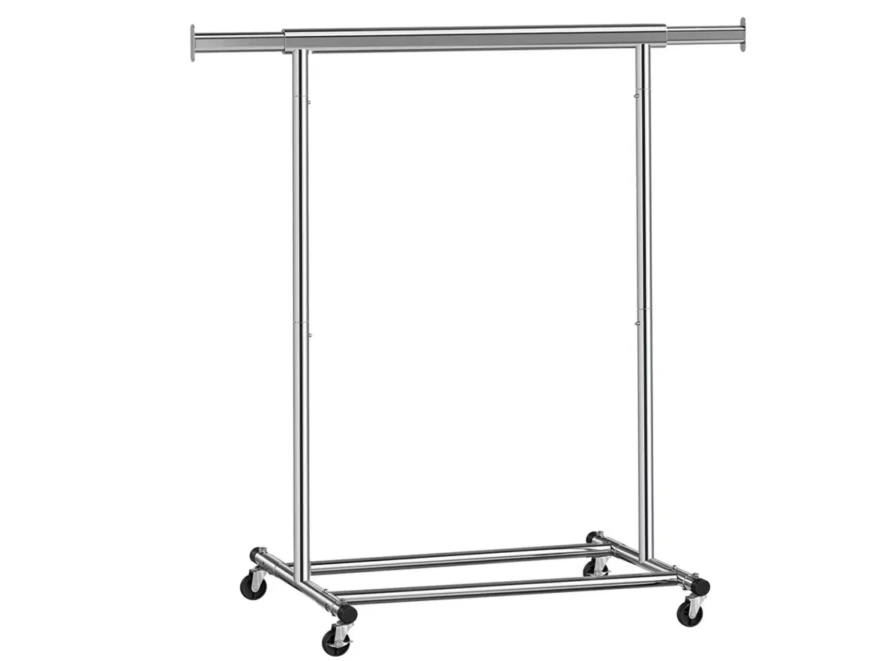 Billede 1 - Tøjstativ på hjul kraftig model, udtrækkelig bøjlestang, 90 kg, sølv