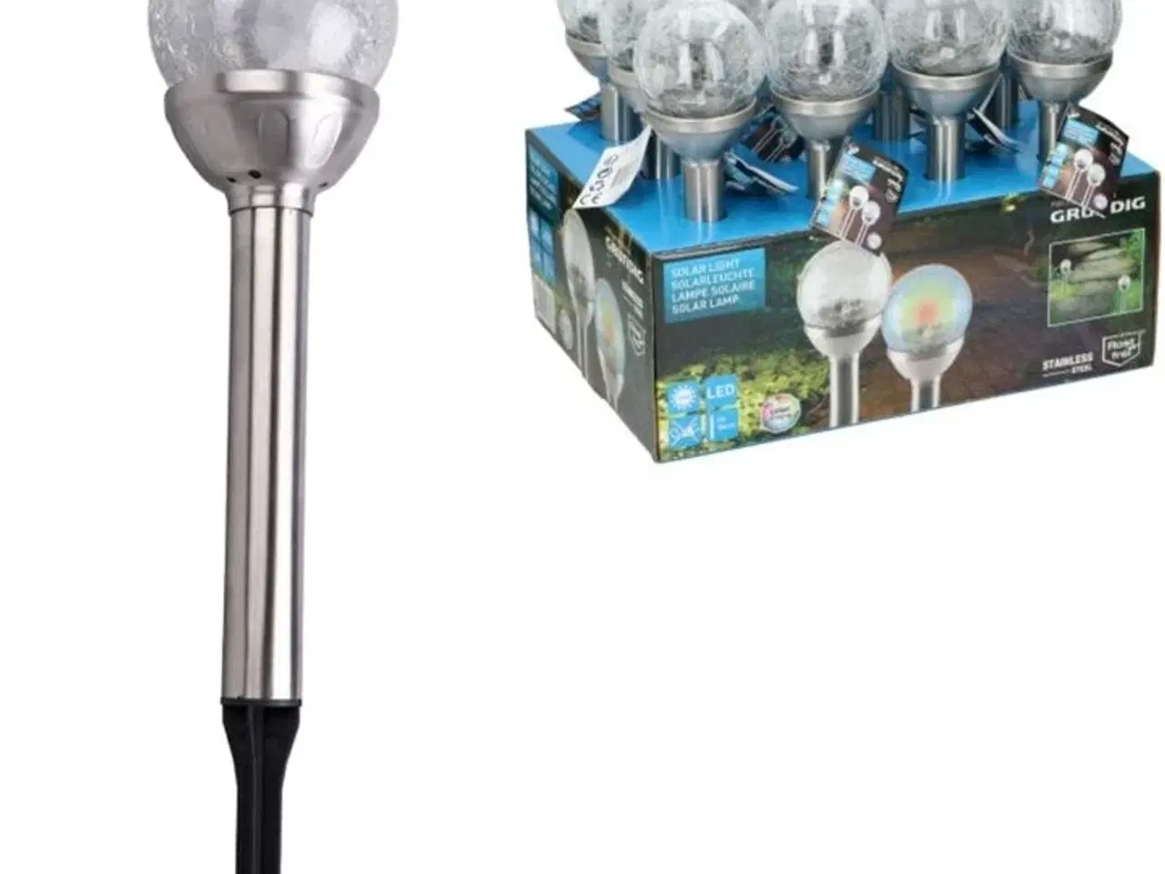 Billede 2 - 12 stk. grundig solcelle lampe m. farve skifte led ip44 34 cm(ubrugt)