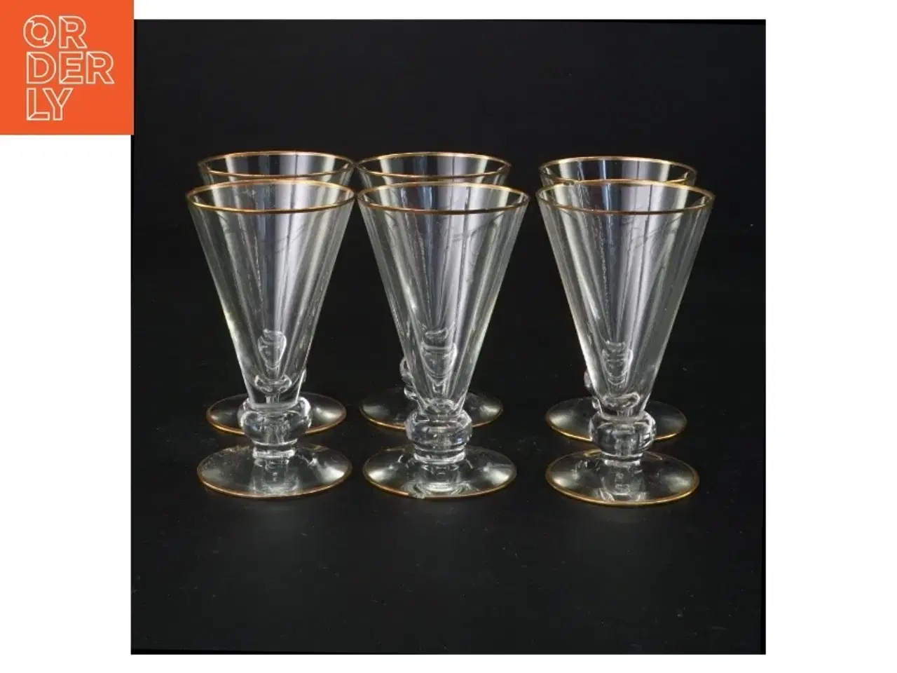 Billede 2 - Vintageglas med guldkant (str. 10 x 6 cm)
