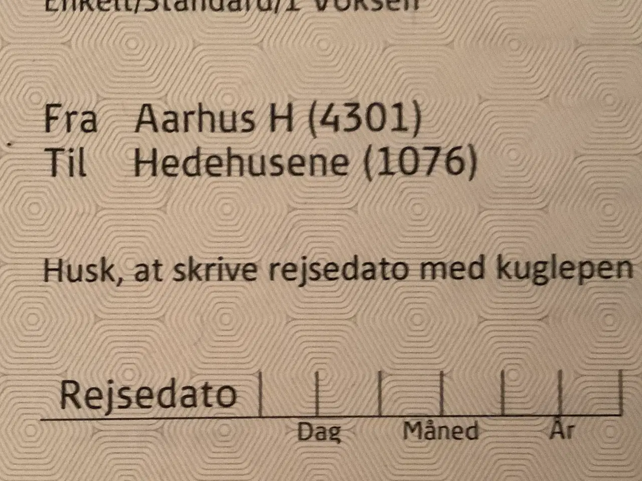 Billede 1 - DSB togbillet: Aarhus H - Hedehusene/Roskilde