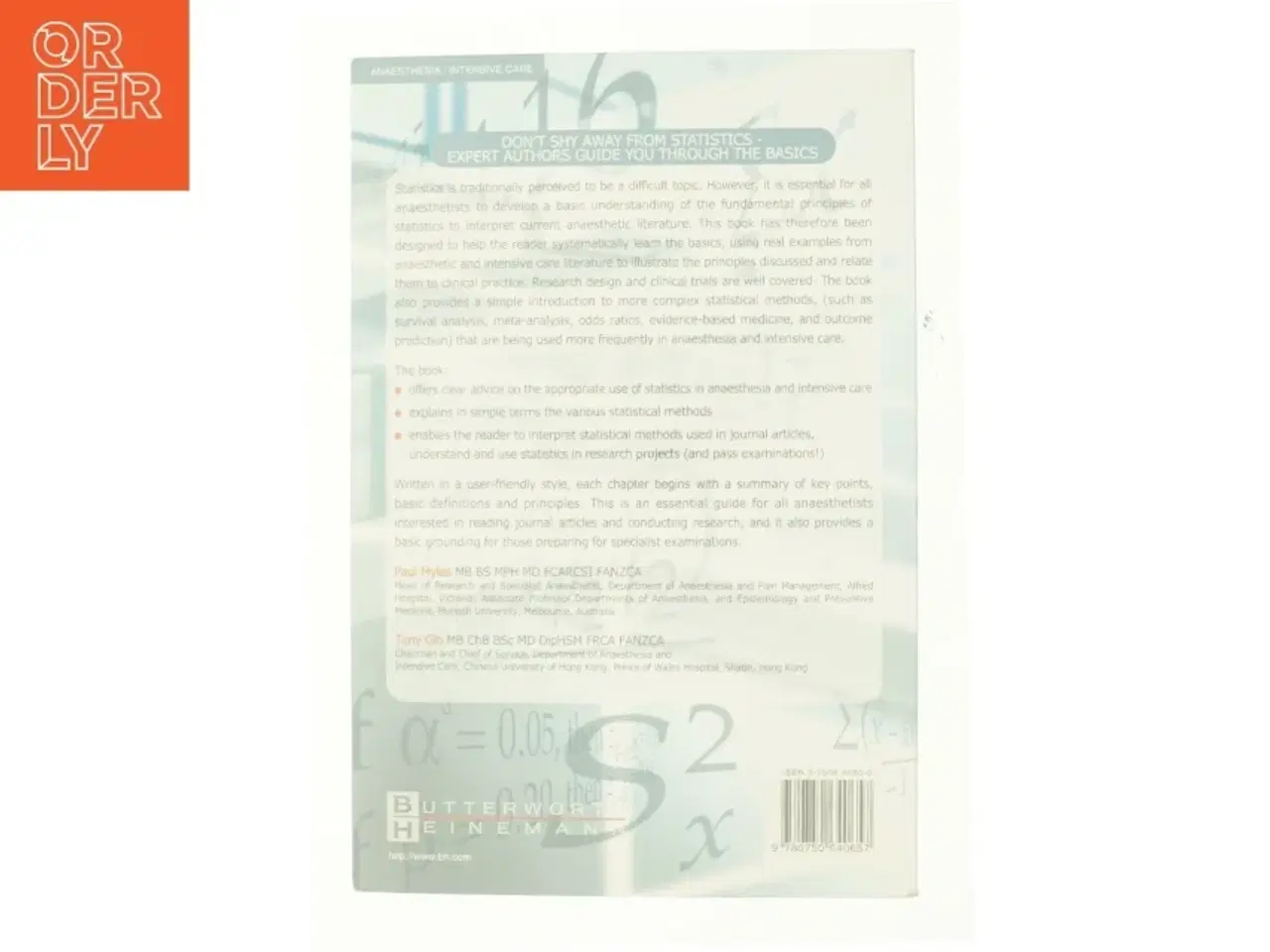 Billede 2 - Statistical Methods for Anaesthesia and Intensive Care af Paul Myles (Bog)