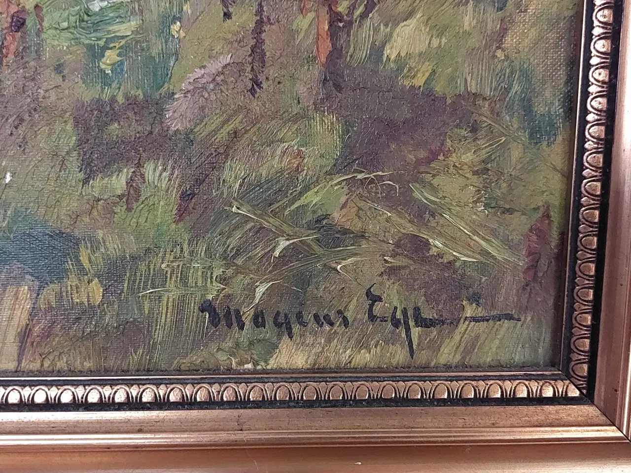 Billede 2 - Oliemaleri af Mogens Ege, krudttårn på Bornholm.