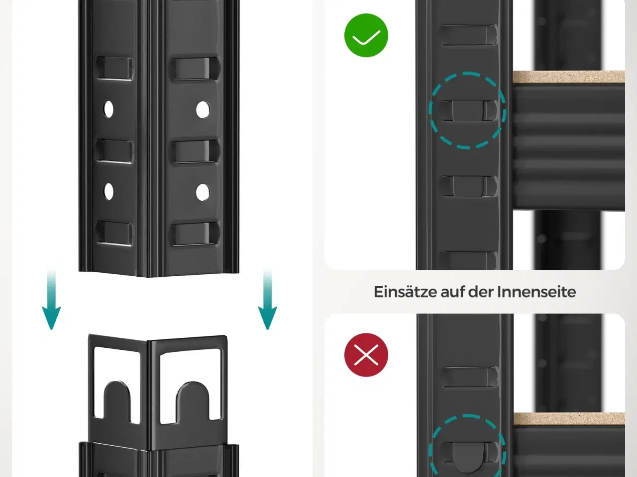 Billede 5 - Reol med 5 hylder stålhylle, 50 × 100 × 200 cm, sort
