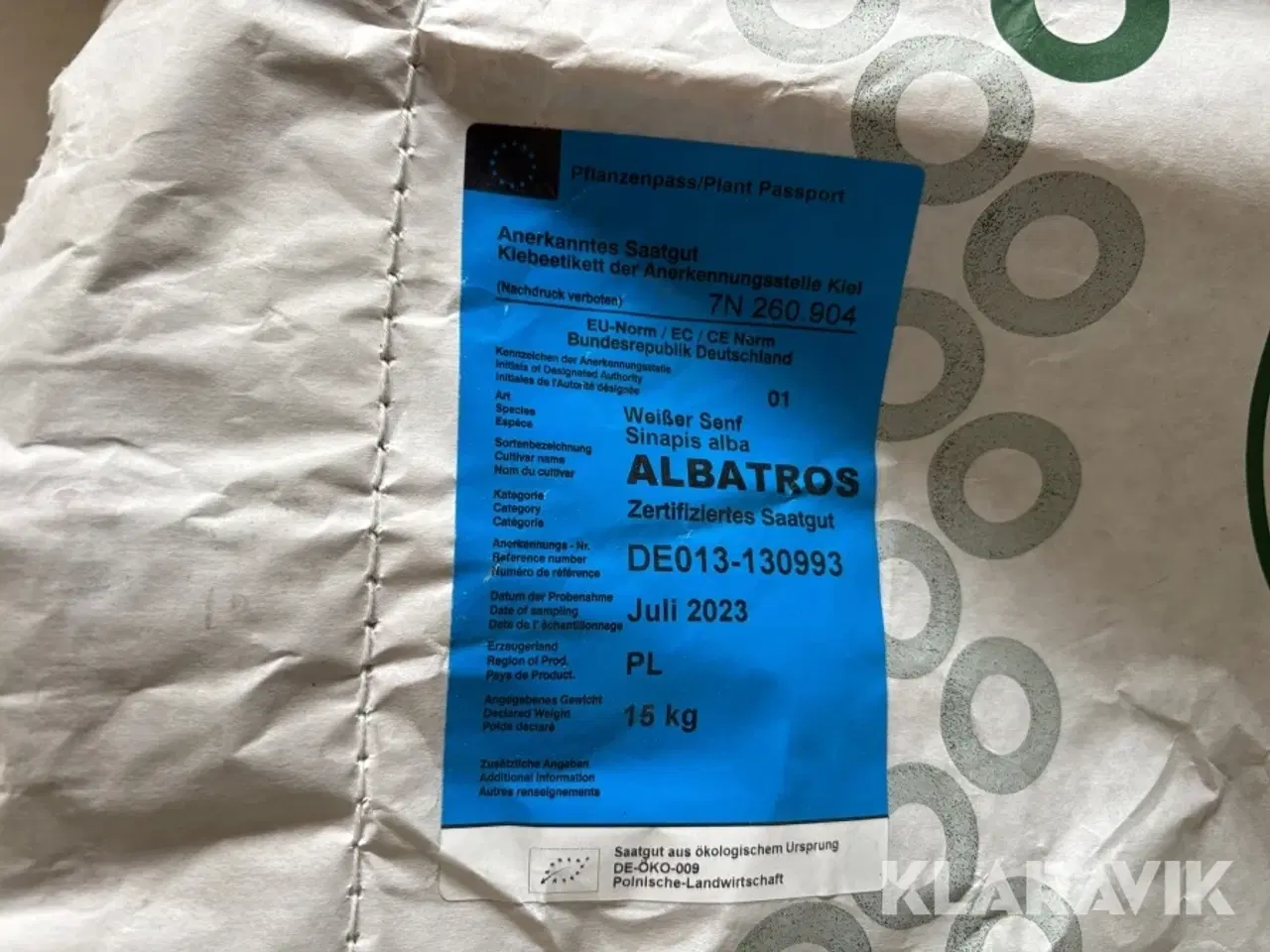 Billede 2 - Gul sennep DLG økologisk, 60 kg