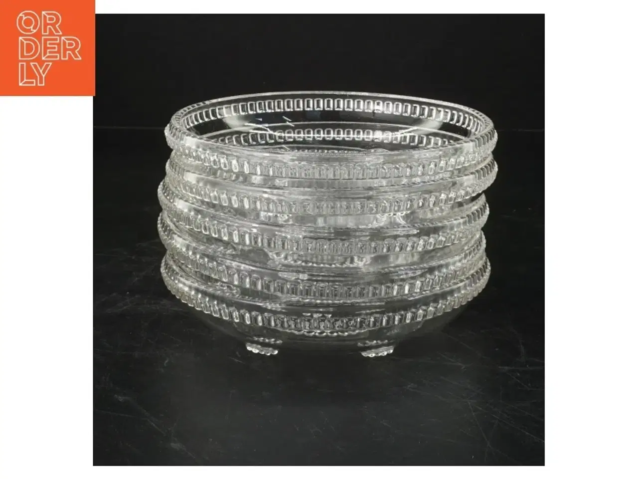 Billede 1 - Glasskåle med dekoration (str. Ø. 15 cm. 5 styk)