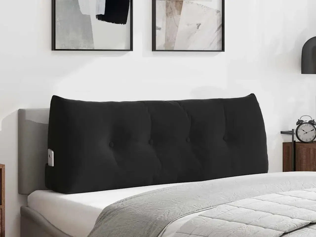 Billede 1 - Rygpude Sort 120 x 24 x 50 cm Fløjl