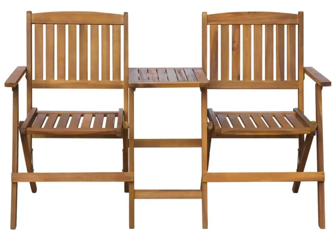 Billede 2 - Foldbar havebænk med tebord 140 cm massivt akacietræ