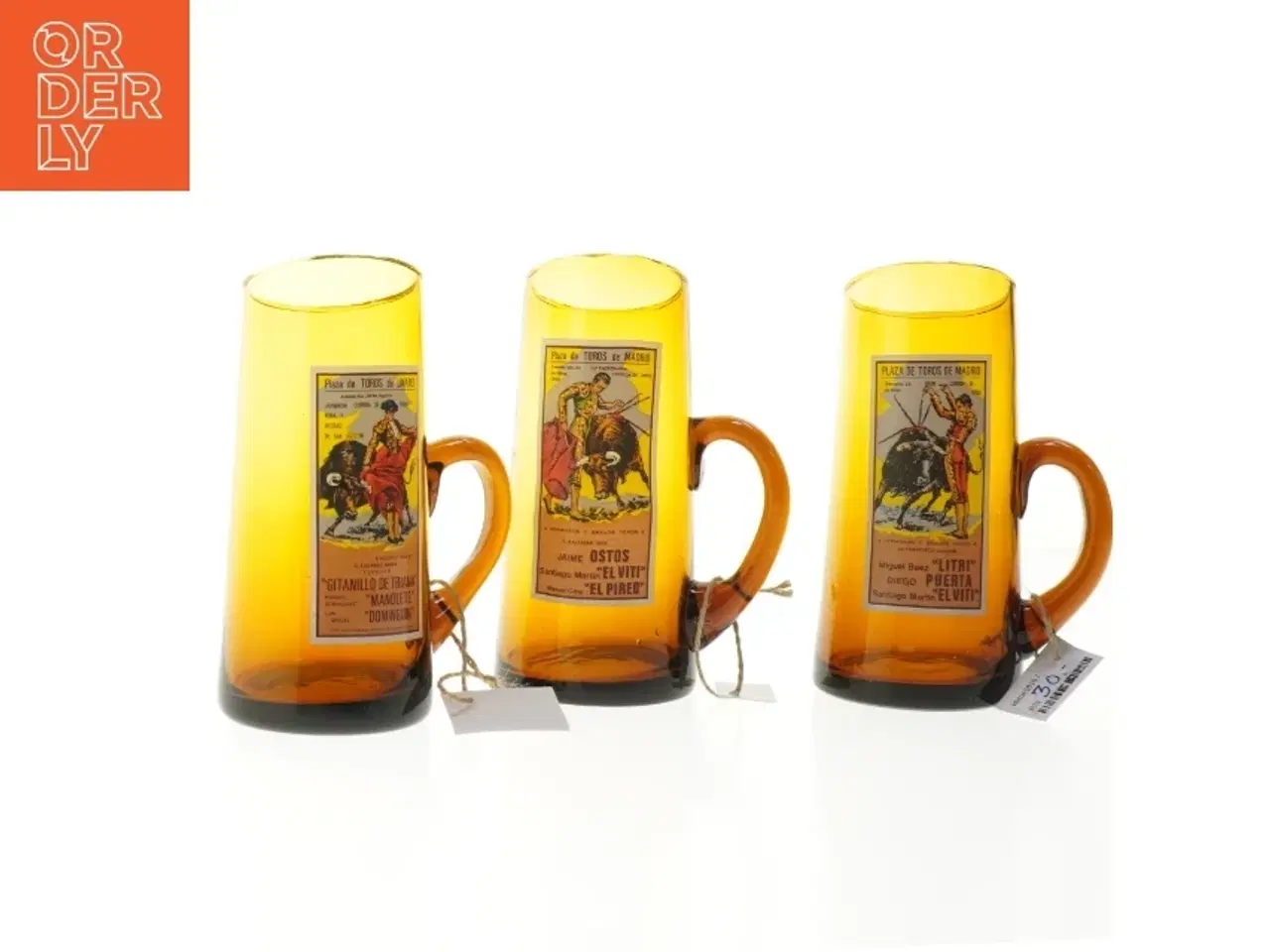 Billede 1 - Brune glas med tyrefægtertema (str. 16 cm)