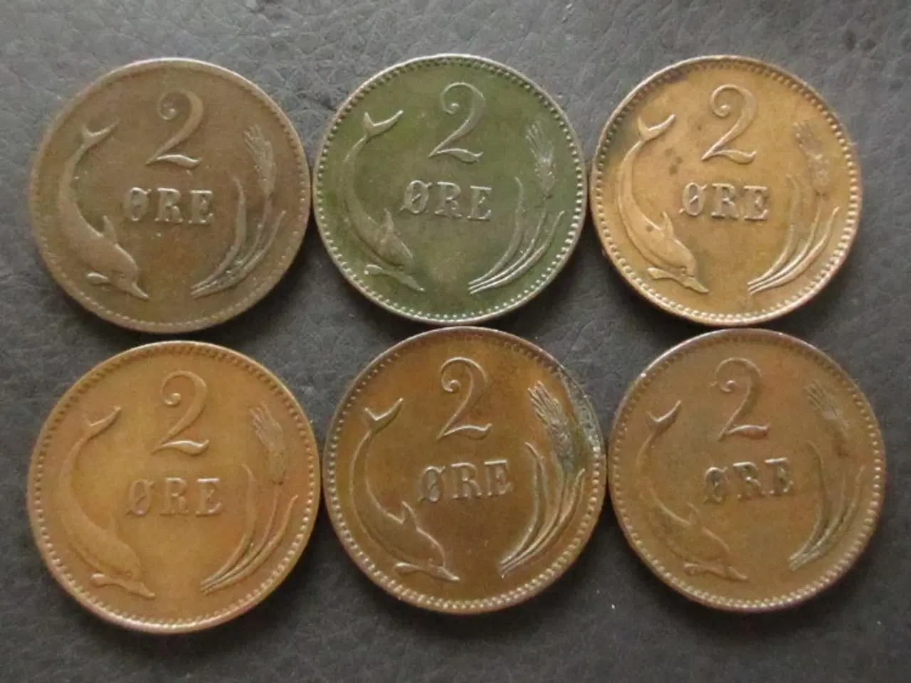 Billede 2 - 2 ører 1874-1899 Chr. IX 6 stk