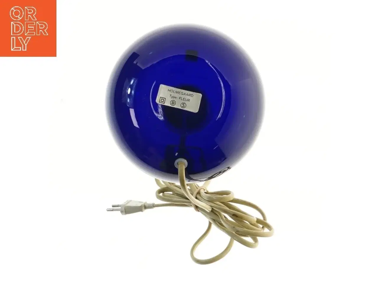 Billede 2 - Blå glasbordlampe fra Holmegaard (str. 28 cm)