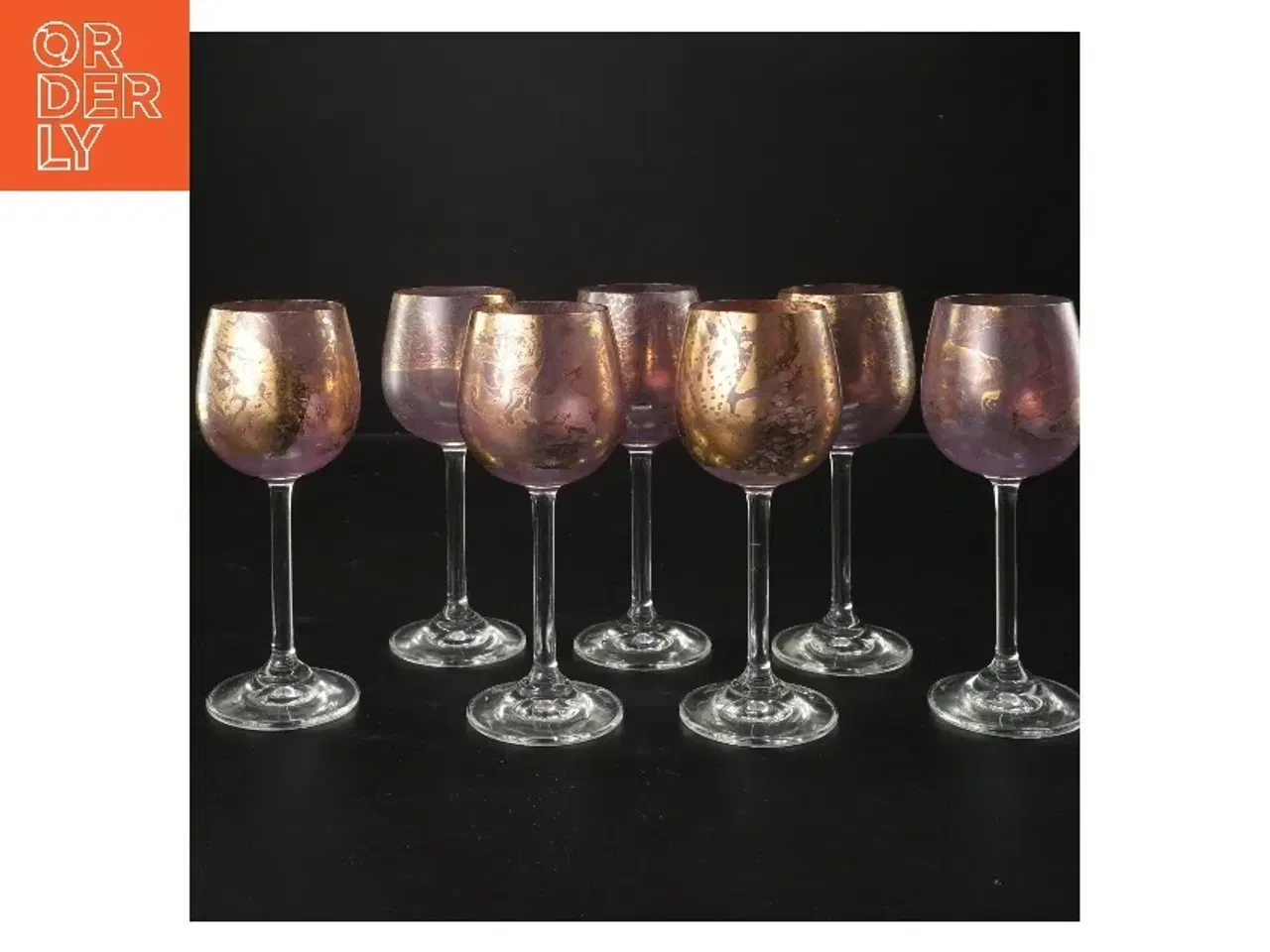 Billede 1 - Dekorative glas med guldmønster (str. 7 stk Ø 5 cm længde 15 cm)