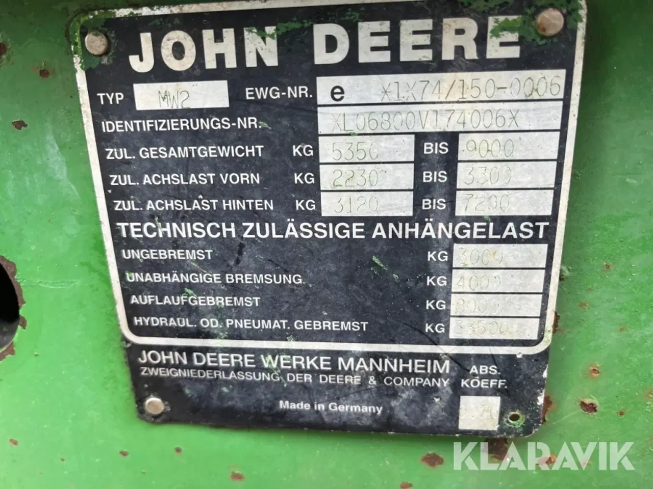 Billede 5 - Traktor John Deere 6800